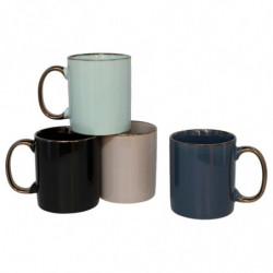 Tradineur - Pack de 4 Tazas Mug Modelo Regina - Fabricado en cerámica - Ideal para café e infusiones - Apta para lavavajillas y