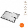 Tradineur - Pack de 6 bandejas rectangulares de cartón con blonda, fuente reciclable para pasteles con encaje de papel, decoraci