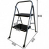 Tradineur - Escalera metálica plegable de 2 peldaños - Fabricado en Hierro - Soporta hasta un peso de 150 kg - Antideslizante -