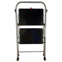 Tradineur - Escalera metálica plegable de 2 peldaños - Fabricado en Hierro - Soporta hasta un peso de 150 kg - Antideslizante -