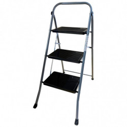 Tradineur - Escalera metálica plegable de 3 peldaños - Fabricado en Hierro - Soporta hasta un peso de 150 kg - Antideslizante -
