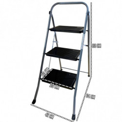 Tradineur - Escalera metálica plegable de 3 peldaños - Fabricado en Hierro - Soporta hasta un peso de 150 kg - Antideslizante -