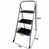 Tradineur - Escalera metálica plegable de 3 peldaños - Fabricado en Hierro - Soporta hasta un peso de 150 kg - Antideslizante -
