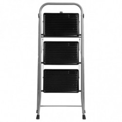 Tradineur - Escalera metálica plegable de 3 peldaños - Fabricado en Hierro - Soporta hasta un peso de 150 kg - Antideslizante -