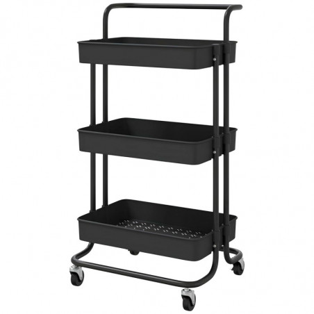 Tradineur - Carrito auxiliar con ruedas, 3 niveles, acero y plástico, camarera, estantería móvil de almacenamiento, baño, cocina