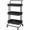 Tradineur - Carrito auxiliar con ruedas, 3 niveles, acero y plástico, camarera, estantería móvil de almacenamiento, baño, cocina
