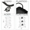 Tradineur - Carrito auxiliar con ruedas, 3 niveles, acero y plástico, camarera, estantería móvil de almacenamiento, baño, cocina