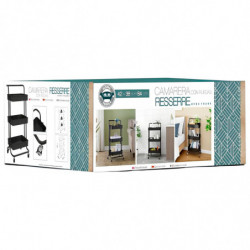 Tradineur - Carrito auxiliar con ruedas, 3 niveles, acero y plástico, camarera, estantería móvil de almacenamiento, baño, cocina