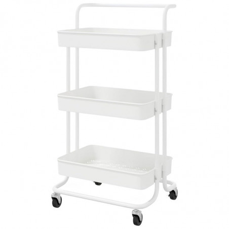 Tradineur - Carrito auxiliar con ruedas, 3 niveles, acero y plástico, camarera, estantería móvil de almacenamiento, baño, cocina