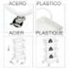 Tradineur - Carrito auxiliar con ruedas, 3 niveles, acero y plástico, camarera, estantería móvil de almacenamiento, baño, cocina