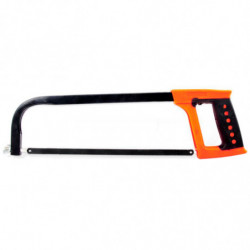 Tradineur - Sierra de arco, mango ergonómico de plástico y hoja intercambiable de 31 cm, resistente y ligera, cortar metal, bric