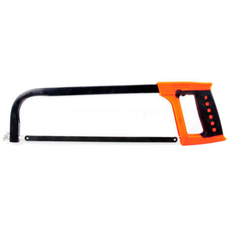 Tradineur - Sierra de arco, mango ergonómico de plástico y hoja intercambiable de 31 cm, resistente y ligera, cortar metal, bric