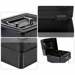 Tradineur - Caja de caudales con cerradura, metal y plástico, incluye 2 llaves, recipiente seguro para dinero, joyas - 15 x 12 x