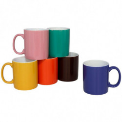 Tradineur - Pack de 6 tazas de cerámica, modelo Sierra, café, té, infusiones, aptas para lavavajillas y microondas - 12 x 8 cm -