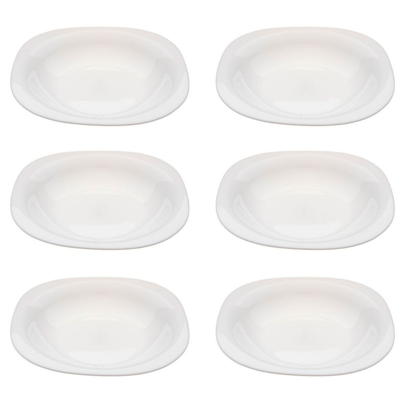 Tradineur - Pack de 6 platos hondos cuadrados, modelo Boreal, vidrio opal, extra resistentes, vajilla de cocina, aptos para lava Tradineur - Pack de 6 platos hondos cuadrados, modelo Boreal, vidrio opal, extra resistentes, vajilla de cocina, aptos para lava