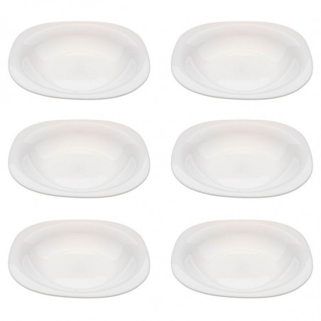 Tradineur - Pack de 6 platos hondos cuadrados, modelo Boreal, vidrio opal, extra resistentes, vajilla de cocina, aptos para lava