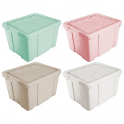 Tradineur - Caja de Almacenamiento con tapa - Fabricado en plástico - Contenedor para almacenar juguetes, Libros, ropa, mantas -