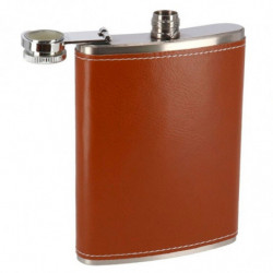 Tradineur - Petaca de acero forrada, modelo Stan, recipiente para whisky, licores, agua, portátil, camping, senderismo, viajes,