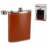Tradineur - Petaca de acero forrada, modelo Stan, recipiente para whisky, licores, agua, portátil, camping, senderismo, viajes,