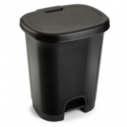 Tradineur - Cubo de basura con pedal - Fabricado en Plástico - Capacidad de 27 Litros - 45 x 38 x 32 cm - Color Negro.