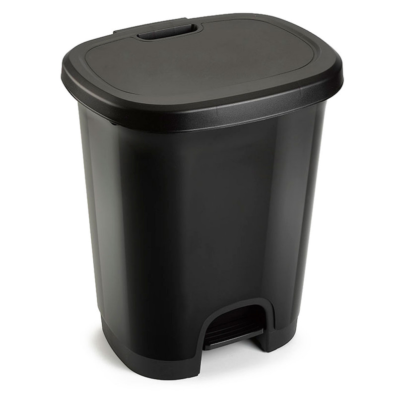 Tradineur - Cubo de basura con pedal - Fabricado en Plástico - Capacidad de 27 Litros - 45 x 38 x 32 cm - Color Negro. Tradineur - Cubo de basura con pedal - Fabricado en Plástico - Capacidad de 27 Litros - 45 x 38 x 32 cm - Color Negro.