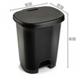 Tradineur - Cubo de basura con pedal - Fabricado en Plástico - Capacidad de 27 Litros - 45 x 38 x 32 cm - Color Negro.