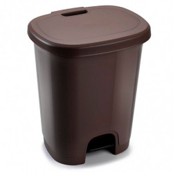 Tradineur - Cubo de basura con pedal - Fabricado en Plástico - Capacidad de 27 Litros - 45 x 38 x 32 cm - Color Wengue.