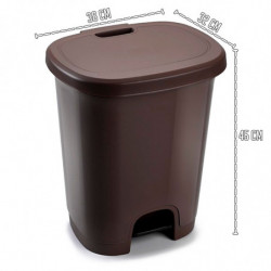 Tradineur - Cubo de basura con pedal - Fabricado en Plástico - Capacidad de 27 Litros - 45 x 38 x 32 cm - Color Wengue.