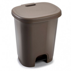 Tradineur - Cubo de basura con pedal - Fabricado en Plástico - Capacidad de 27 Litros - 45 x 38 x 32 cm - Color Marrón Topo.