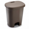 Tradineur - Cubo de basura con pedal - Fabricado en Plástico - Capacidad de 27 Litros - 45 x 38 x 32 cm - Color Marrón Topo.