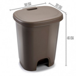Tradineur - Cubo de basura con pedal - Fabricado en Plástico - Capacidad de 27 Litros - 45 x 38 x 32 cm - Color Marrón Topo.