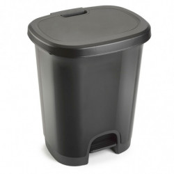 Tradineur - Cubo de basura con pedal - Fabricado en Plástico - Capacidad de 27 Litros - 45 x 38 x 32 cm - Color Gris Oscuro