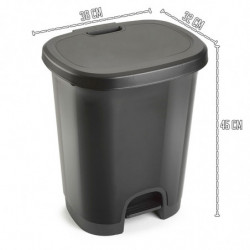 Tradineur - Cubo de basura con pedal - Fabricado en Plástico - Capacidad de 27 Litros - 45 x 38 x 32 cm - Color Gris Oscuro