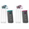 Tradineur - Pack de 2 botellas de vidrio con funda y asa, modelo Detox, cierre de rosca, llevar agua, deporte, gimnasio, camping