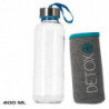 Tradineur - Pack de 2 botellas de vidrio con funda y asa, modelo Detox, cierre de rosca, llevar agua, deporte, gimnasio, camping