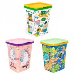 Tradineur - Papelera con diseños Infantiles con tapa - Fabricado en Plástico - Capacidad de 15 Litros - 47 x 28,7 x 26 cm - Dise