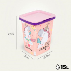 Tradineur - Papelera con diseños Infantiles con tapa - Fabricado en Plástico - Capacidad de 15 Litros - 47 x 28,7 x 26 cm - Dise
