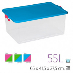 Tradineur - Caja de Almacenamiento con tapa - Fabricado en plástico - Contenedor para almacenar juguetes, Libros, ropa, mantas -
