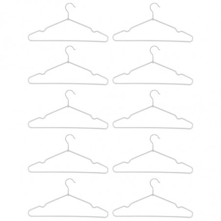 Tradineur - Pack de 2 juegos de 5 Perchas metálicas forrado en plástico de armario - Ideal para el Almacenamiento y Organización