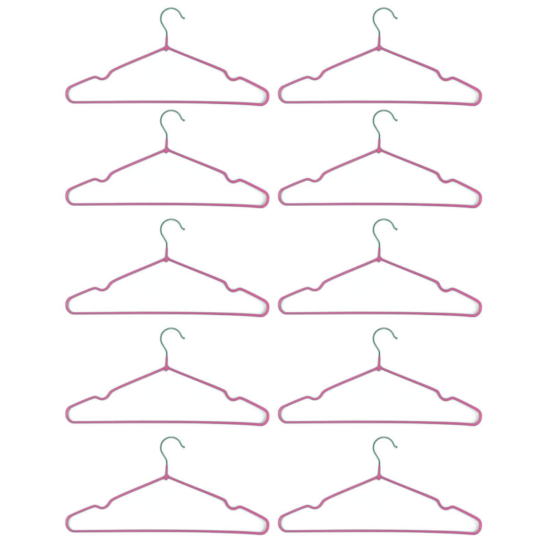 Tradineur - Pack de 2 juegos de 5 Perchas metálicas forrado en plástico de armario - Ideal para el Almacenamiento y Organización Tradineur - Pack de 2 juegos de 5 Perchas metálicas forrado en plástico de armario - Ideal para el Almacenamiento y Organización