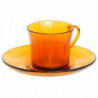 Tradineur - Set de 6 tazas de vidrio con plato, modelo Lys, tacitas para café, té, infusiones, diseño clásico, aptas para lavava