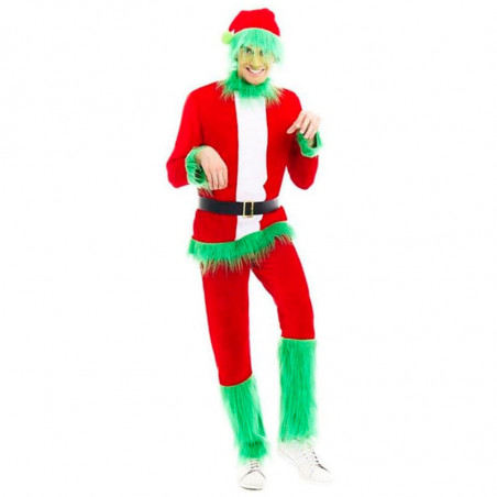 Tradineur - Disfraz de duende verde gruñón para adulto, poliéster, incluye camiseta, pantalón, cinturón y gorro, atuendo de Navi