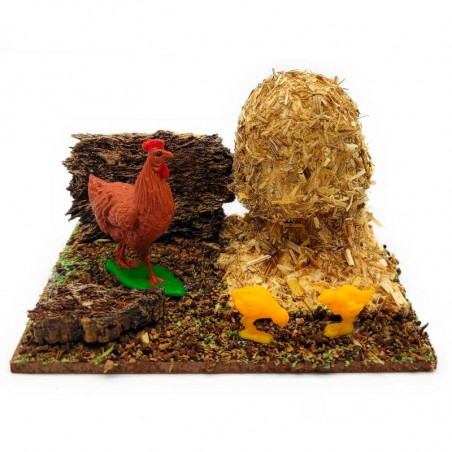 Tradineur - Pajar y animales para Belén, resina, figuras, nacimiento, pesebre, Navidad, decoración tradicional - 7 x 7,5 x 10,5