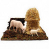Tradineur - Pajar y animales para Belén, resina, figuras, nacimiento, pesebre, Navidad, decoración tradicional - 7 x 7,5 x 10,5