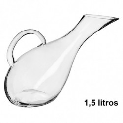 Tradineur - Decantador de vino con asa, vidrio, modelo Luna, dispensador, jarra, oxigenador, aireador para vino tinto o blanco,