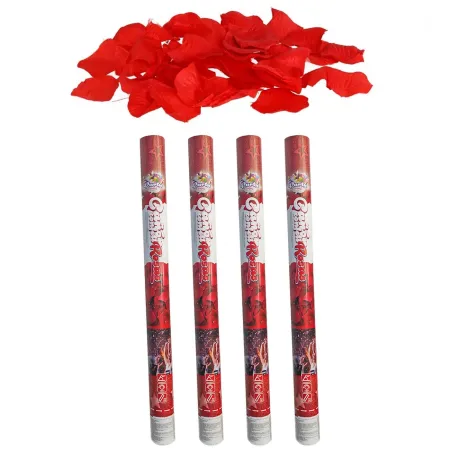 Tradineur - Pack de 4 cañones de confeti de aire comprimido, popper, cracker de confetti, cumpleaños, bodas, fiestas, celebracio