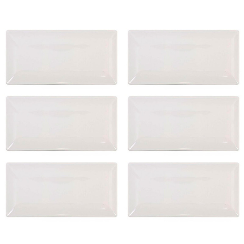 Tradineur - Pack de 6 bandejas rectangulares de cerámica, elegantes, vajilla de cocina, aptas para lavavajillas (Color marfil - Tradineur - Pack de 6 bandejas rectangulares de cerámica, elegantes, vajilla de cocina, aptas para lavavajillas (Color marfil -