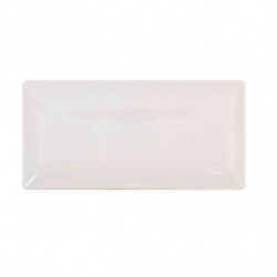 Tradineur - Pack de 6 bandejas rectangulares de cerámica, elegantes, vajilla de cocina, aptas para lavavajillas (Color marfil -