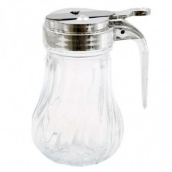 Tradineur - Jarra para miel, vidrio y metal, mielera, dispensador, tarro para sirope, salsas, flujo regulable, apto para lavavaj