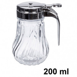 Tradineur - Jarra para miel, vidrio y metal, mielera, dispensador, tarro para sirope, salsas, flujo regulable, apto para lavavaj